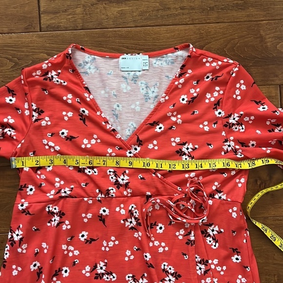 Asos Maternity Wrap Front Midi Dress Red Floral Size 8 - Picture 4 of 8